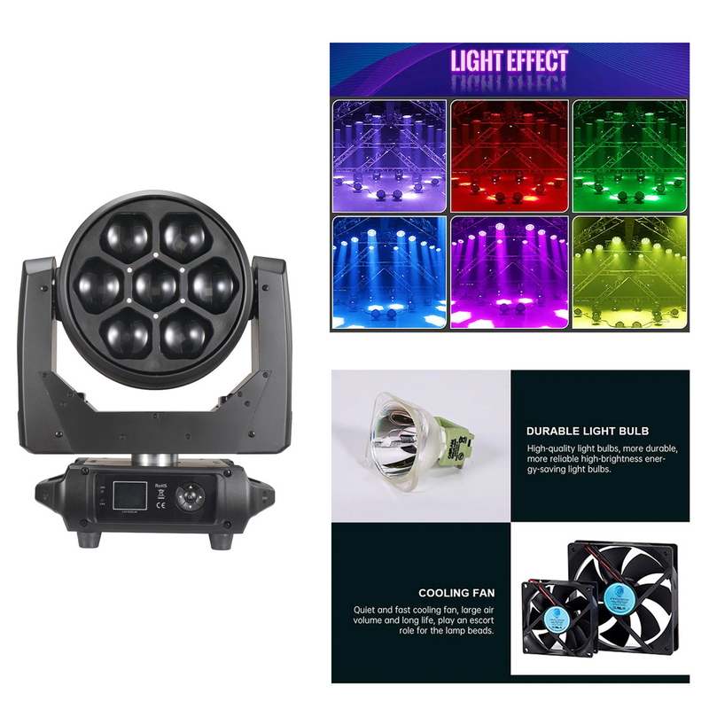 Музыкальный фестиваль LED DMX512 Движущаяся голова Beeye Zoom Beam Stage 7pcs 40W 4in1 Light